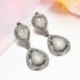 Nő 925 Ezüst Fehér Topáz Opal Dangle Fülbevaló Divat Esküvői Születésnapi Ajándék