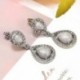 Nő 925 Ezüst Fehér Topáz Opal Dangle Fülbevaló Divat Esküvői Születésnapi Ajándék