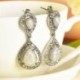 Nő 925 Ezüst Fehér Topáz Opal Dangle Fülbevaló Divat Esküvői Születésnapi Ajándék