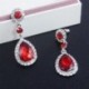 Ezüst   fehér Vintage nők kristály csepp Dangle strasszos fül fülbevaló ékszerek Xmas ajándék