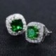 Green   Silver 18K Rose Gold Princess Cut Topaz Square Gems Vágott zafír fülbevaló fül Stud ajándék