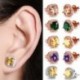 Green   Silver 18K Rose Gold Princess Cut Topaz Square Gems Vágott zafír fülbevaló fül Stud ajándék