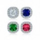 Green   Silver 18K Rose Gold Princess Cut Topaz Square Gems Vágott zafír fülbevaló fül Stud ajándék
