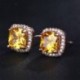 Green   Silver 18K Rose Gold Princess Cut Topaz Square Gems Vágott zafír fülbevaló fül Stud ajándék