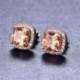 Green   Silver 18K Rose Gold Princess Cut Topaz Square Gems Vágott zafír fülbevaló fül Stud ajándék