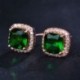 Green   Silver 18K Rose Gold Princess Cut Topaz Square Gems Vágott zafír fülbevaló fül Stud ajándék
