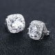 Fehér   ezüst 18K Rose Gold Princess Cut Topaz Square Gems Vágott zafír fülbevaló fül Stud ajándék