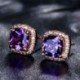 Fehér   ezüst 18K Rose Gold Princess Cut Topaz Square Gems Vágott zafír fülbevaló fül Stud ajándék