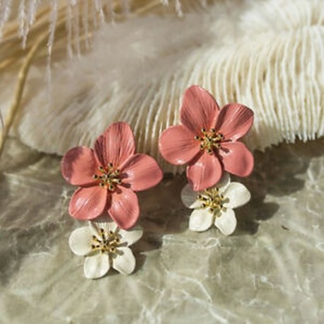 Női Geometriai Dupla Virág Fülbevaló Kristály Fül Csepp Dangle Stud Ékszer Ajándék