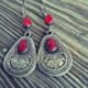 Nők Boho 925 ezüst piros rubin drágakő csepp dugó horog fülbevaló ékszerek