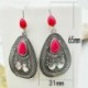 Nők Boho 925 ezüst piros rubin drágakő csepp dugó horog fülbevaló ékszerek