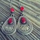 Női Boho Red Ruby drágakő 925 Ezüst csepp dugó kampók fülbevaló ékszerek