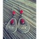Női Boho Red Ruby drágakő 925 Ezüst csepp dugó kampók fülbevaló ékszerek