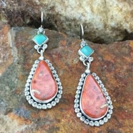 Nők Vintage Boho tibeti 925 ezüst türkiz dangle horog fülbevaló ékszerek