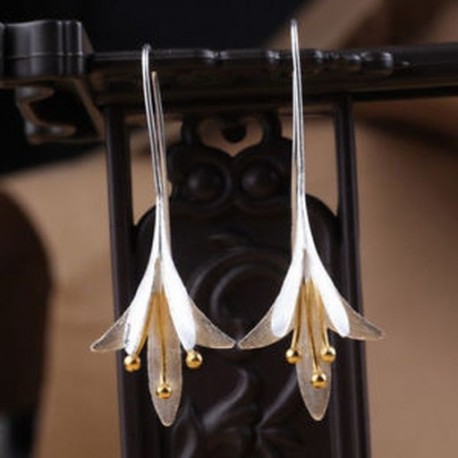 Kézzel készített 925 ezüstözött virágcsepp Dangle fülbevaló Vintage Retro ékszer Új