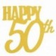 Happy 50th - Arany színű akril tortadísz szülinapra - J9Z1