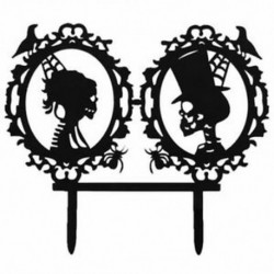 2X (Halloween dekorációk, fekete akril koponya stb. Halloween torta Fancy Party R8O1