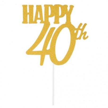 5db Happy 40th - Arany színű akril tortadísz szülinapra - Y8R5