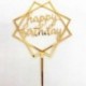 2db Happy Birthday - Arany színű dupla négyzetes keretes akril tortadísz szülinapra - J6E1