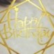 2db Happy Birthday - Arany színű dupla négyzetes keretes akril tortadísz szülinapra - J6E1