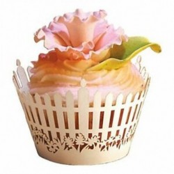 60db Gyöngyház fehér kerítés mintás muffin papír szülinapra - esküvőre - évfordulóra - különleges alkalmakra