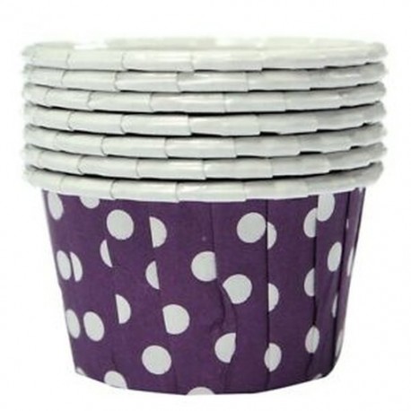 2 x 100db Lila - Fehér pöttyös muffin papír szülinapra - esküvőre - évfordulóra - különleges alkalmakra - T6Z6