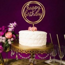 10db Happy Birthday - Arany színű akril tortadísz szülinapra - E2K7