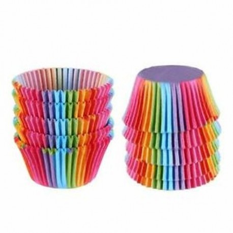 6 x 500db Szivárvány színű csíkos muffin papír szülinapra - esküvőre - évfordulóra - különleges alkalmakra - P4Z9