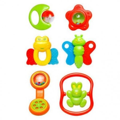 2X (új 6 darab műanyag kézreszelő, remegő, Bell Rattle zenei játék baba T J7V2 számára)