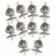1X (10 darab antik ezüst ötvözet medálok - Rose - A0879 I8D5)