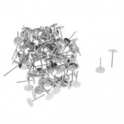 2X (100 db ezüst 6 mm-es lapos pad fülbevaló-oszlopok csapok felfedezései D2Q1)