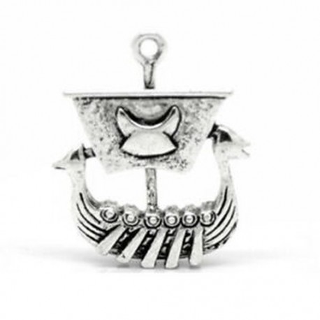 10 db ősi ezüst tónusú Viking kalózhajó medálok 27 x 22 mm N1M4