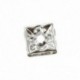 50 ezüst négyzet alakú strasszos Rondelle távtartó gyöngyök, 8 mm forró D8Z5