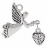 10 db ezüst tónusú angyal szerelmes szív charm medálok 25x22mm (1 " x7 / 8" ) D7G2