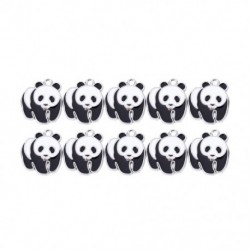 10 db ezüst tónusú zománc Panda Charms medálok 23x20mm F4Z7