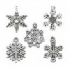 50 ajándék vegyes ezüst tónusú karácsonyi Hópihe Charm medálok F2A9