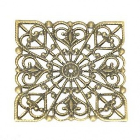 50 bronz tónusú négyszögletes filigrán csomagolású csatlakozók 40mm R1C1