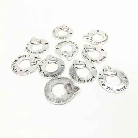 Csomag 10 ötvözet ősi ezüst &quot Szeretlek jobban&quot  kerek 30 mm-es DIY Antique Me O4V8