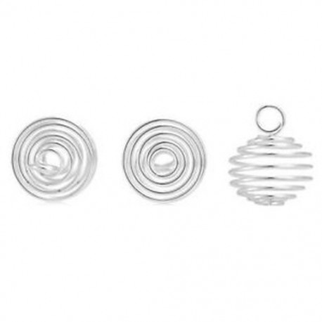 50 db ezüst spirál gyöngy ketrec medálok ékszer készítés ravaszkodás 18mmx15mm A2B8