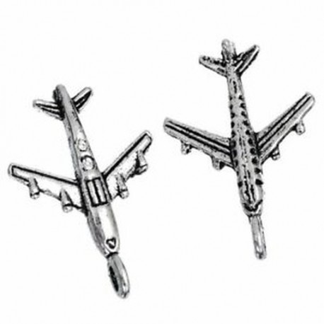 2x (50db-os Charm Medálok minta Repülőgép Repülőgép Ezüst Tónus 23x15 mm (7 / 8x M0J1
