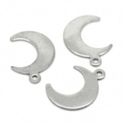 3X (30 darab ajándék ezüst tónusú rozsdamentes acél hold bársony medálok 16mmx12mm W2G5)