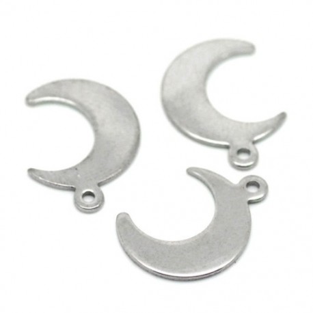 3X (30 darab ajándék ezüst tónusú rozsdamentes acél hold bársony medálok 16mmx12mm W2G5)