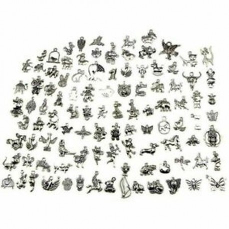 3X (Animal Charms, Wholesale Bulk 100 Pack Mixed Tibet Medál Charms for D6V8.)