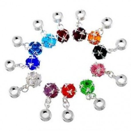 3X (Vegyes ezüst színű, születésnapi kövekkel ellátott medálok az európai Charm Bracele R9J8-hoz