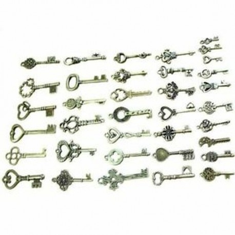 8X (40 darabos vintage csontváz kulcstartó antik bronz színű az U4O1 ékszerekhez