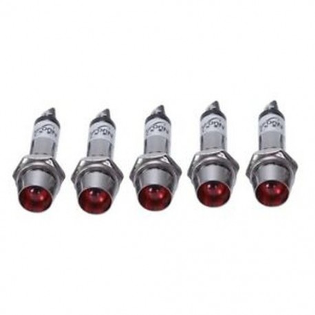 2X (váltóáramú 220 V-os piros fém LED-es lámpavilágítás jelzőfényjelző 5 db B1E7)