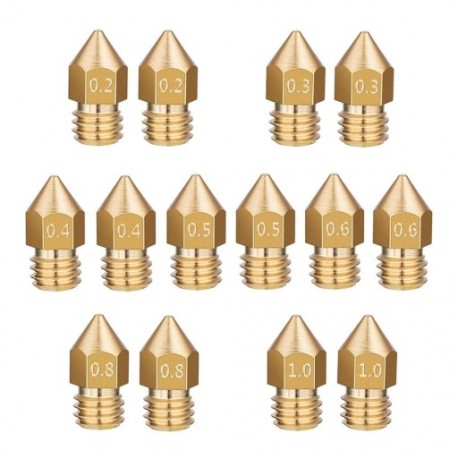 1X (14db MK8 extruderes sárgaréz fúvóka 3D-s nyomtató Makerbot számára, 7 méret 0,2 X6L4