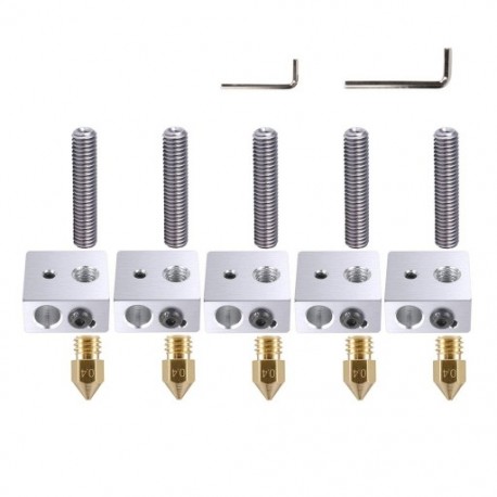 5 db 30 mm hosszú extruder 1,75 mm teflon torokcső és 5 db 0,4 mm sárgaréz Ex O5A5