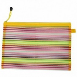 Zip up Nylon Mesh, többszínű csíkok, A4-es papír dokumentumok, tolltartó mappa K8R7