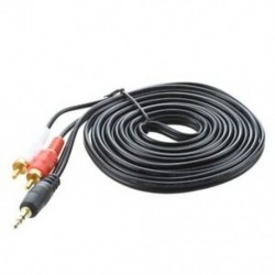 3 méter 3,5 mm-es hím - 2 x RCA Twin Gold audio sztereó hangszóró arany kábel Le J6T8